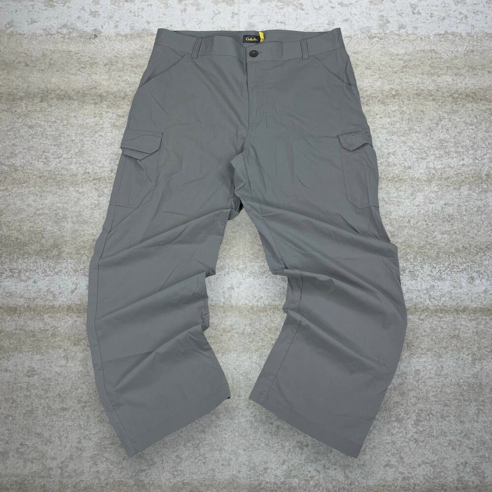 Vintage Y2K Cabelas Hiking Pants 34x30 Baggy Wide Leg Fit Grey Polyester - Picture 2 of 4